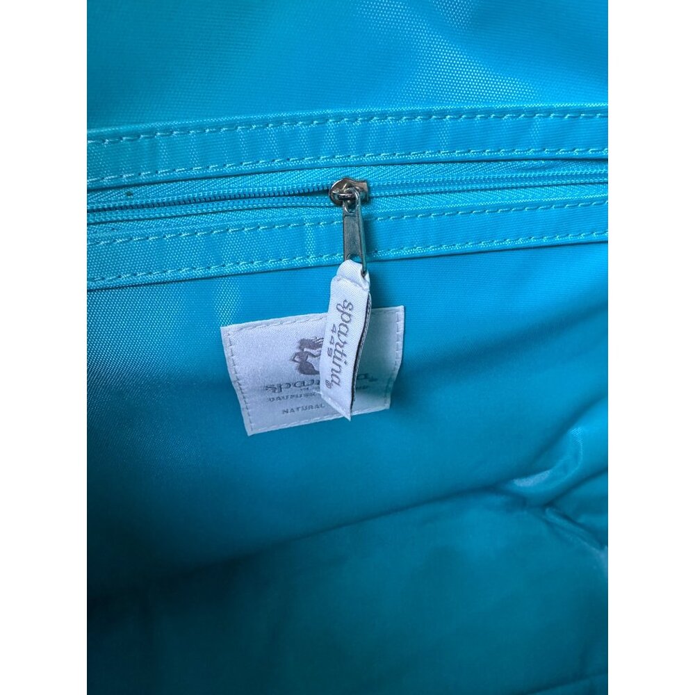 Spartina 449 Daufuskie Island Floral Canvas Tote Bag Blue Bottom Turquoise - Picture 5 of 5